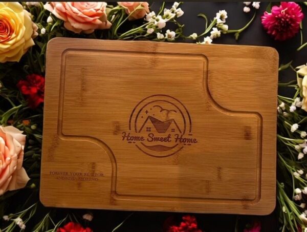 Engraved 15" x 11" Bamboo Charcuterie Board/Cutting Board with Accessories - Image 6