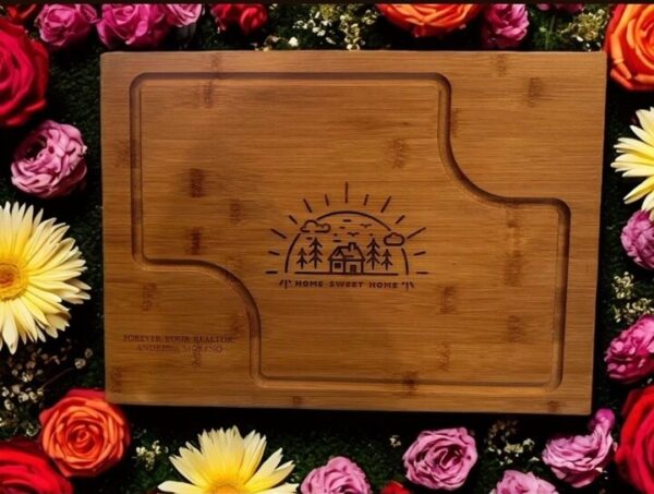 Engraved 15" x 11" Bamboo Charcuterie Board/Cutting Board with Accessories - Image 3